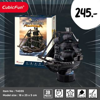 จิ๊กซอว์ 3 มิติ เรือแบล็คเพิร์ล Queen Annes Revenge small T4035 แบรนด์ Cubicfun ของแท้ 100% สินค้าพร้อมส่ง