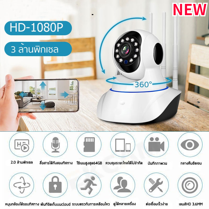 พร้อมส่ง-กล้องวงจรปิด-กล้องวงจรปิดไร้สาย-ip-camera-หมุนได้-360-องศา-hd-ขนาดเล็กจิ๋ว-อินฟาเรด-ระยะไกลแบบ-realtime