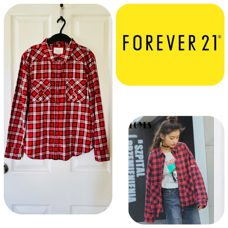 เสื้อเชิ้ตลายสกอต-แบรนด์-forever-21-size-s