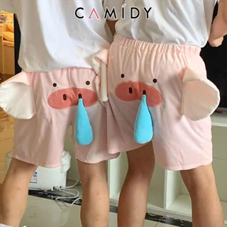 Camidy น่ารัก ตลก ชุดนอนลูกหมู Dumbo ผู้ชาย หญิง คู่รัก ลูกหมูบิน กางเกงขาสั้นหมูสำหรับแฟน