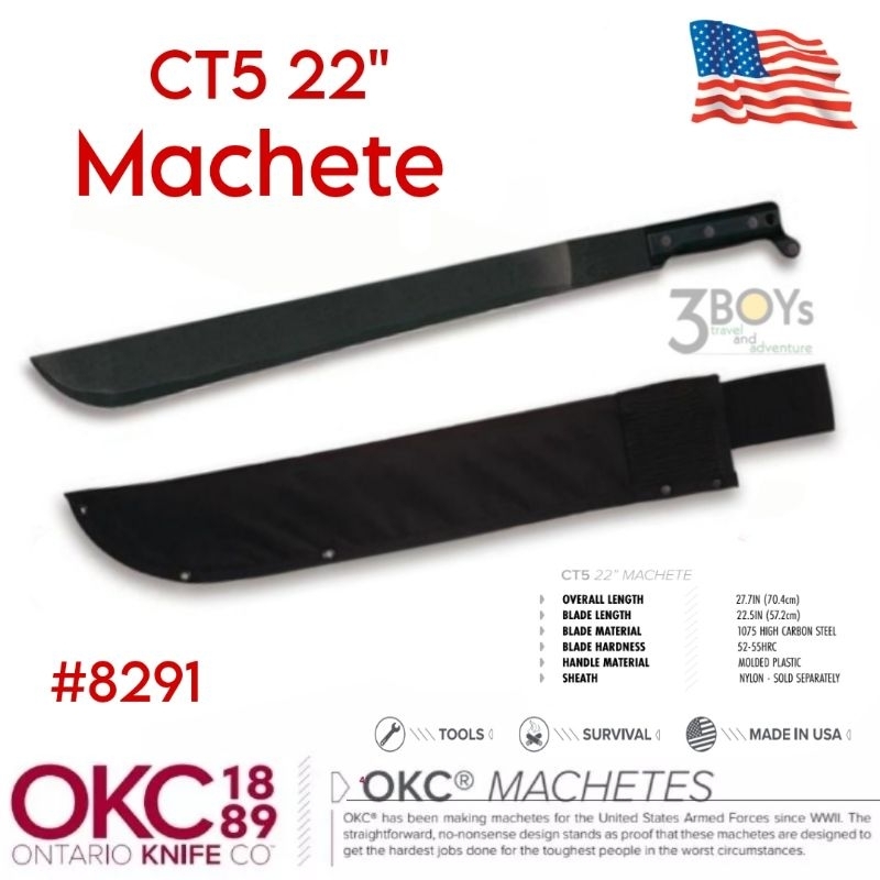 มีด-ontario-machete-ct5-ขนาด-22-หนา-3มม-มีดเดินป่าคู่ตัวของทหารอเมริกา-พร้อมปลอกผ้าไนลอนสีดำ-made-in-u-s-a-8291