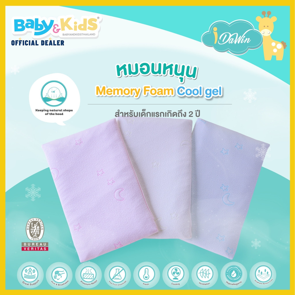 memory-foam-coolgel-idawin-หมอนหนุนเด็ก-หมอนหนุนหัวเด็ก-หมอนเด็ก-หมอนผ้าใยไผ่