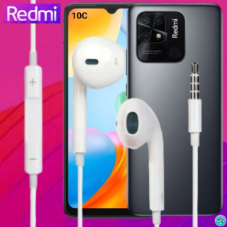 หูฟัง สมอลทอล์ค Redmi Aux 3.5 เรดมี่ 10C สวมใส่สบายหู เบสนุ่ม เสียงดี รีโมทเล่น-หยุดเพลง-เพิ่ม-ลดระดับเสียง