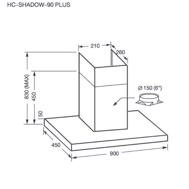 eve-เครื่องดูดควันติดผนังสีดำ-ทรงกระโจมทีเชฟ-รุ่น-hc-shadow-90-pl