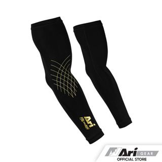 ARI COMPRESSION ARM SLEEVES - BLACK/GOLD/BLACK ปลอกแขน อาริ สีดำ