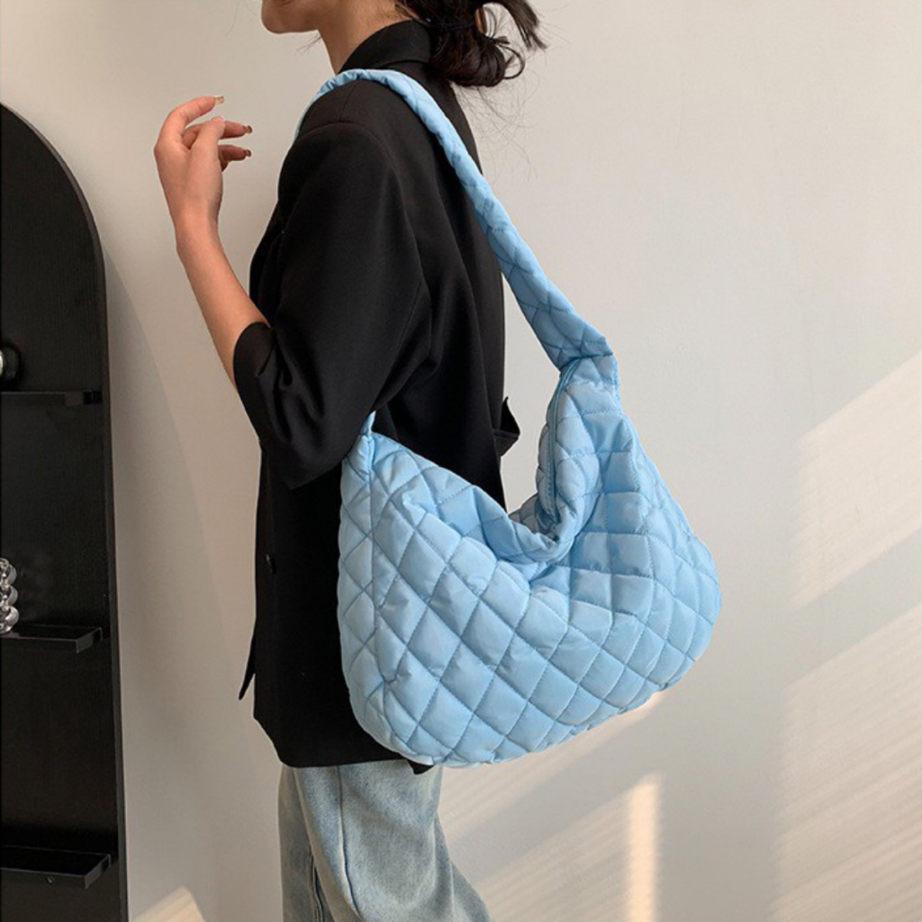 amikabag-mk1846-กระเป๋าสะพายไหล่ใบหญ่เป็นผ้าโพลีเอสเตอร์นุ่มๆ
