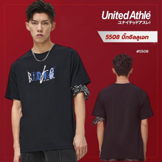 United Athle®  เสื้อยืดผู้ชาย  เสื้อยืดคอกลมแขนสั้น จดหมายสี- ดำ รุ่น #5508