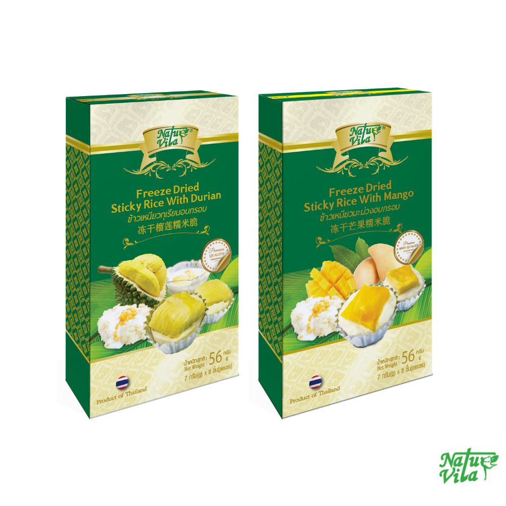 ข้าวเหนียวทุเรียนอบกรอบ ตราเนเจอร์ ไวต้า Freeze Dried Sticky Rice With ...