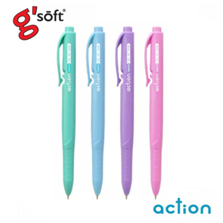 ปากกา gsoft ปากกาลูกลื่นเจล ชนิดกด รุ่น Action ขนาด 0.5mm. หมึกน้ำเงิน ด้ามสีพาสเทล (4ด้าม/แพ็ค) พร้อมส่ง