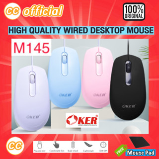 ✅แท้100% OKER M145 MOUSE  WIRED DESKTOP USB เมาส์ เม้าส์มีสายแบบ USB เมาส์ทำงาน คุณภาพสูง #CC 145