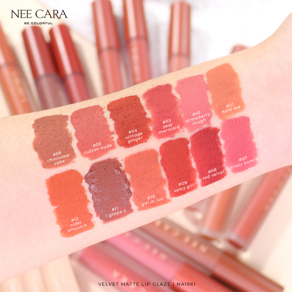 nee-cara-velvet-matte-lip-glaze-4g-na1961-นี-คาร่า-ลิปแมทเนื้อกำมะหยี่-ติดทนไม่หลุดง่าย