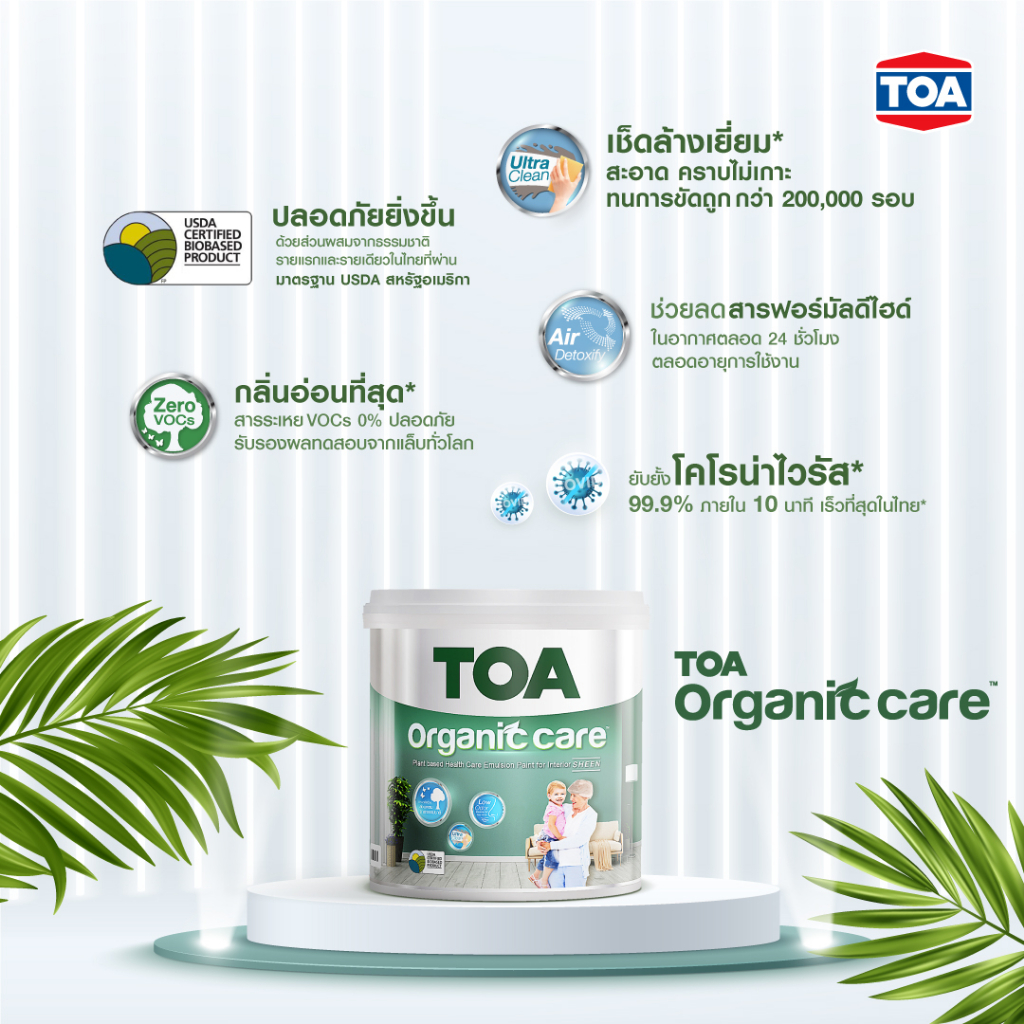 toa-organic-care-ออร์แกนิคแคร์-สีครีม-3l-สีทาภายใน-ปลอดภัยที่สุด-ไร้กลิ่น-เกรด-15-ปี-สีทาภายใน-สีทาบ้าน-เกรดสูงสุด