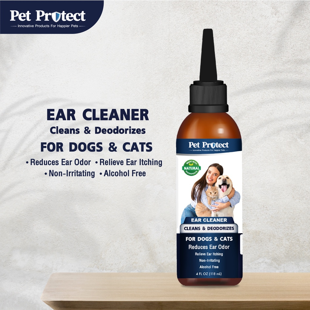 ใหม่-pet-protect-ear-cleaner-น้ำยาทำความสะอาดหู-สุนัขและแมว-ลดอาการคันในรูหู-ลดกลิ่นเหม็น-118-ml