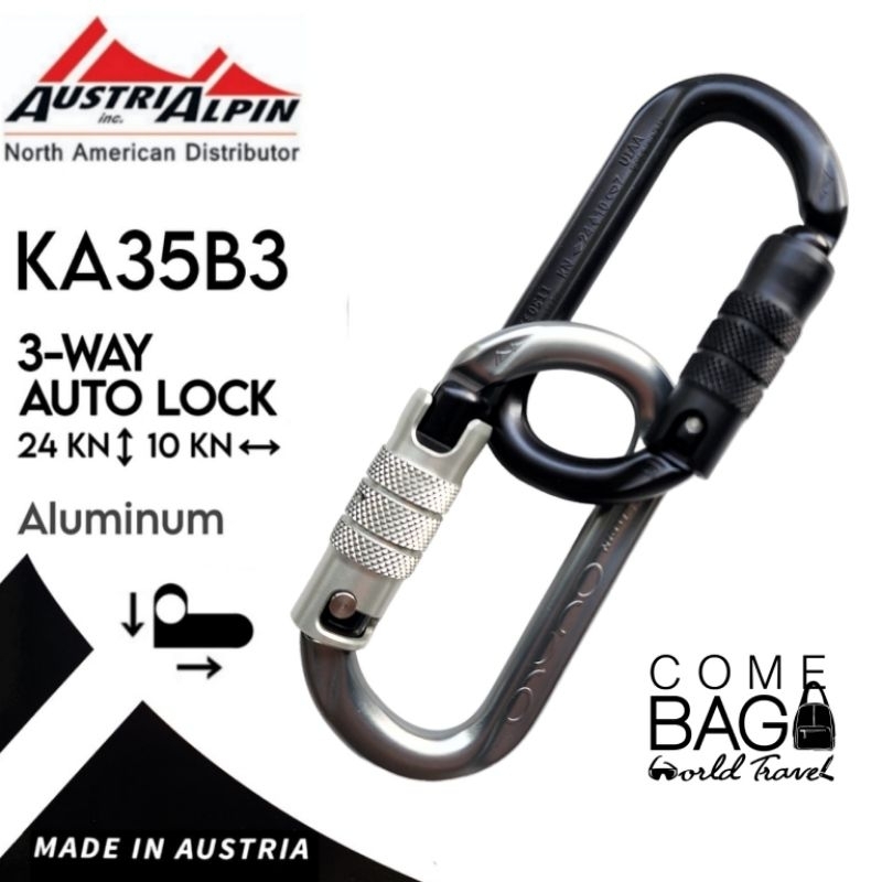 คาราบิเนอร์-austrialpin-ของแท้-รุ่นaluminum-เคลือบสี-ระบบ-3-way-autolockรับน้ำหนัก-24knแนวตรง-10knแนวขวางmade-in-austria