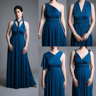 268 Dress สี Blue Ocean(free size) เดรสที่ใส่ได้มากกว่า 50 แบบ หมดปัญหาต้องคอยซื้อชุดใหม่สำหรับงานต่อไป