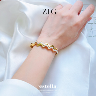 estella-กำไลข้อมือ รุ่น ZIG เครื่องประดับ ผู้หญิง กำไลแฟชั่น กำไล ประดับเพชร ชุบทองคำขาว