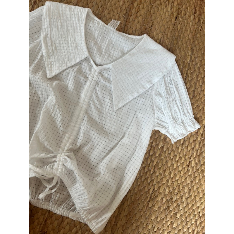 cotton-คอปกใหญ่-ดีเทลผ้าสวย-ทรงครอป-ขาวสะอาด-อก-42-ยาว-22-code-728-5