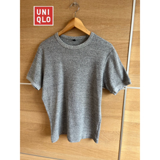 UNIQLO x cotton T-shirt x M ผ้าวาฟเฟิลสีเทา ใหม่กริบ ช ญ ใส่ได้คะ  อก 40 ยาว 26  Code : 731(6)