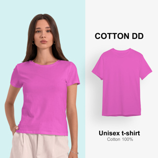 เสื้อยืด สีชมพู คอกลม เนื้อนุ่มใส่สบาย Unisex t-shirt cotton100% สินค้าพร้อมส่ง