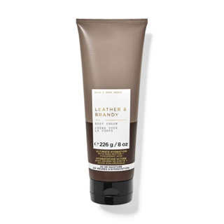 Bath and Body Works Leather &amp; Brandy Body Cream 226g. ของแท้