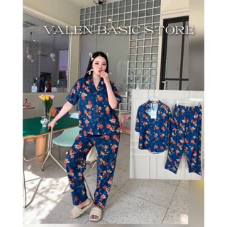 VALEN BASIC STORE 💙🛵ชุดนอนสีน้ำเงินลายลิงสกู๊ตเตอร์