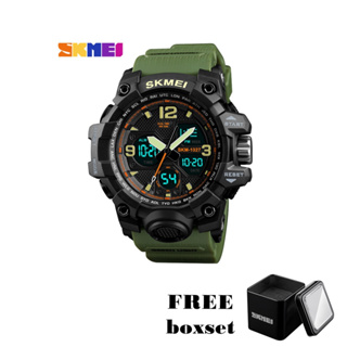 SKMEI 1327 (เขียว) นาฬิกาข้อมือ ผู้ชาย สายเหล็ก นาฬิกาแฟชั่น นาฬิกาดิจิตอล ของแท้ 100% กันน้ำ