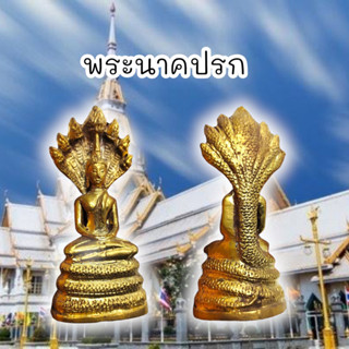 ALN888พระพุทธรูปปางนาคปรก เนื้อทองเหลือง สูงประมาณ3นิ้ว บูชาเป็นสิริมงคลโชคลาภเสริมอำนาจวาสนาบารมี