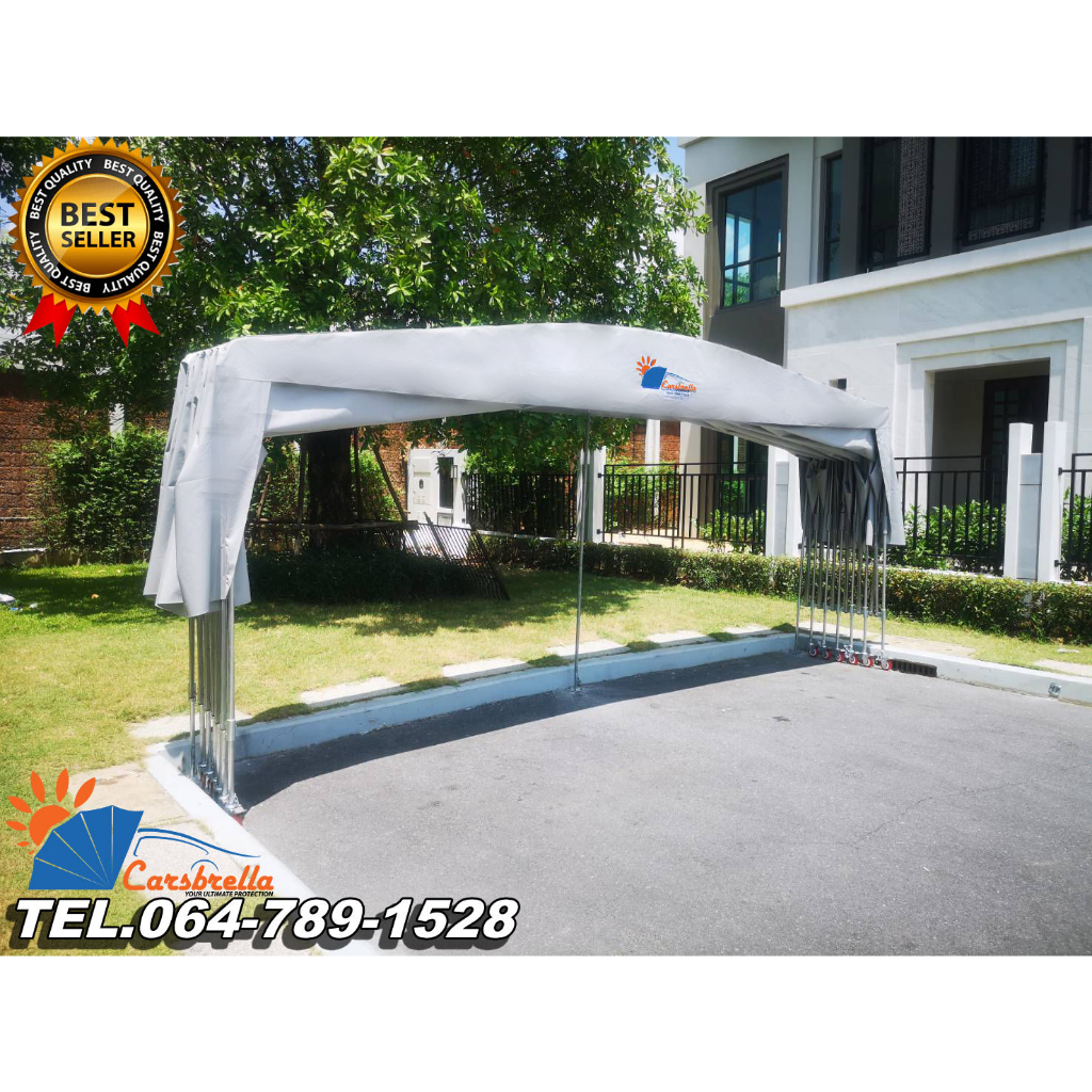 เต็นท์จอดรถสำเร็จรูป-carsbrella-รุ่น-twin-a-สําหรับรถยนต์ขนาดเล็ก-กลาง-สามารถจอดรถได้-2-3-คัน-ป้องกันเแสงแดด