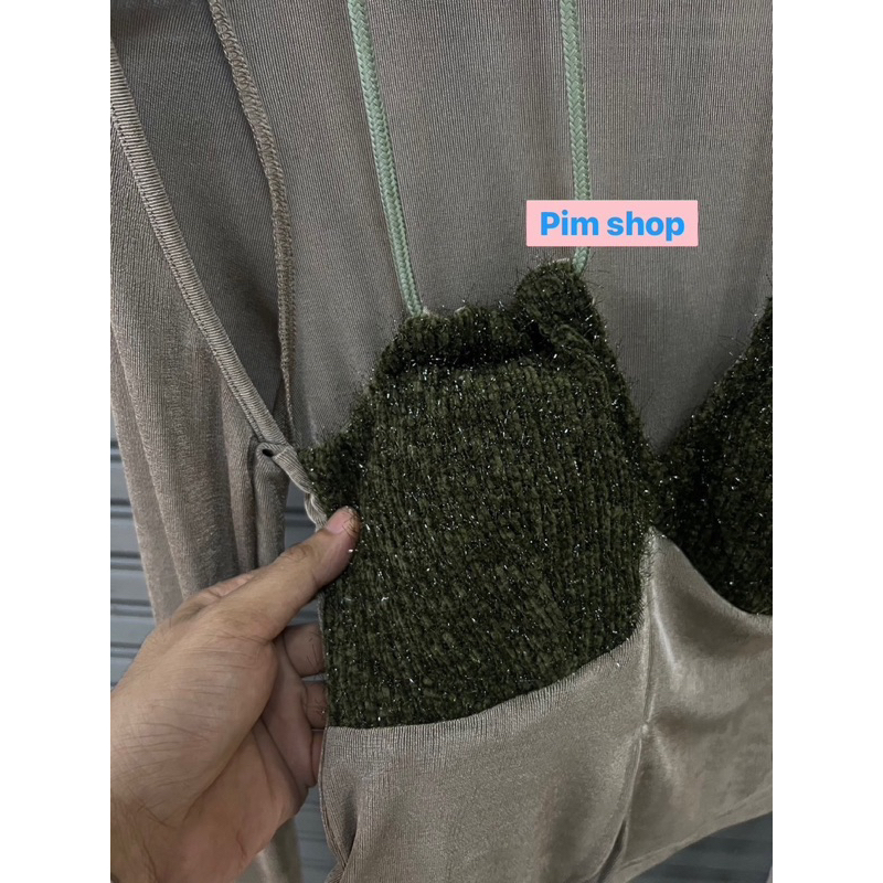 เสื้อไหมพรมแขนยาว-แต่งทูโทนมีสายเดี่ยวvคล้องคอ-สวย-เซ็กซี่-ขี้เล่น-อกเสริมฟอง-ต้องตัวนี้เลยค่ะ
