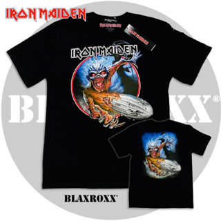 Blaxroxx เสื้อวง ลิขสิทธิ์แท้ Iron Maiden® (IRM001) เสื้อยืดคอกลมแขนสั้น สกรีนลาย วินเทจ