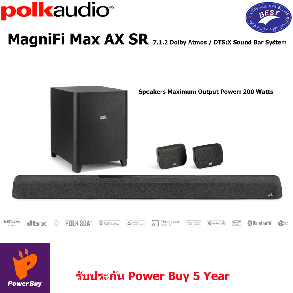 Polk MAGNIFI MAX AX SR - FLAGSHIP 7.1.2 DOLBY ATMOS / DTS:X SOUND BAR ...