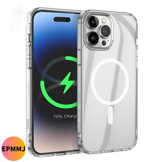 EPMMJ กล่องใส เคสไอโฟน เคสโทรศัพท์แม่เหล็ก Magnetic Case for iPhone 11 12 13 14 Pro Max Plus เคสโทรศัพท์แบบชาร์จไร้สาย