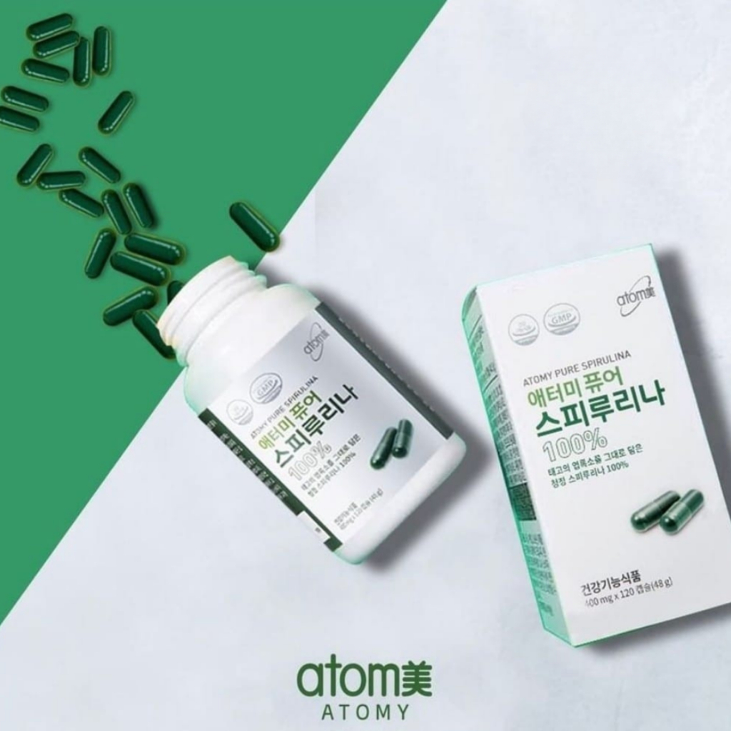 atomy-spirulina-ผลิตภัณฑ์อาหารเสริมอะโทมี่-100-เพียว-สไปรูลิน่า-ผงสาหร่ายสไปรูลิน่าบรรจุแคปซูล