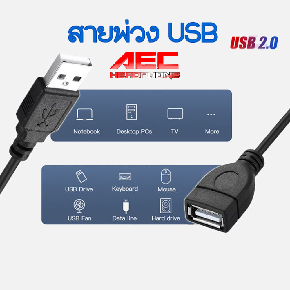 สายusb-สายยูเอสบี-สายเพิ่มความยาวusb-สายต่อ-usb-2-0-สาย-usb-ผู้-เมีย