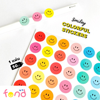 🌈สติ๊กเกอร์วงกลมเล็กหลากสีหน้ายิ้ม (คละสี)🙂smiley colorful stickers