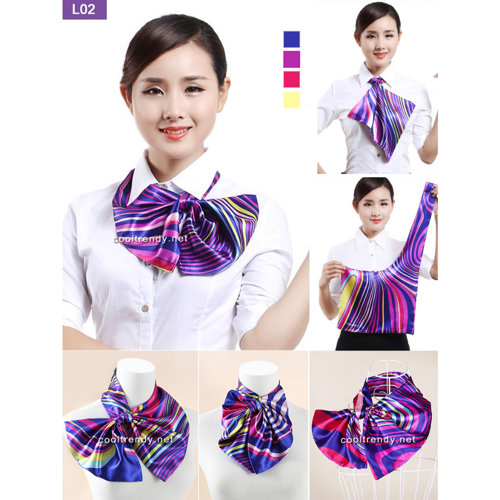 cooltrendy-ผ้าพันคอกึ่งสำเร็จรูป-ผ้าพันคอยูนิฟอร์ม-uniform-scarf-โทนสีม่วง