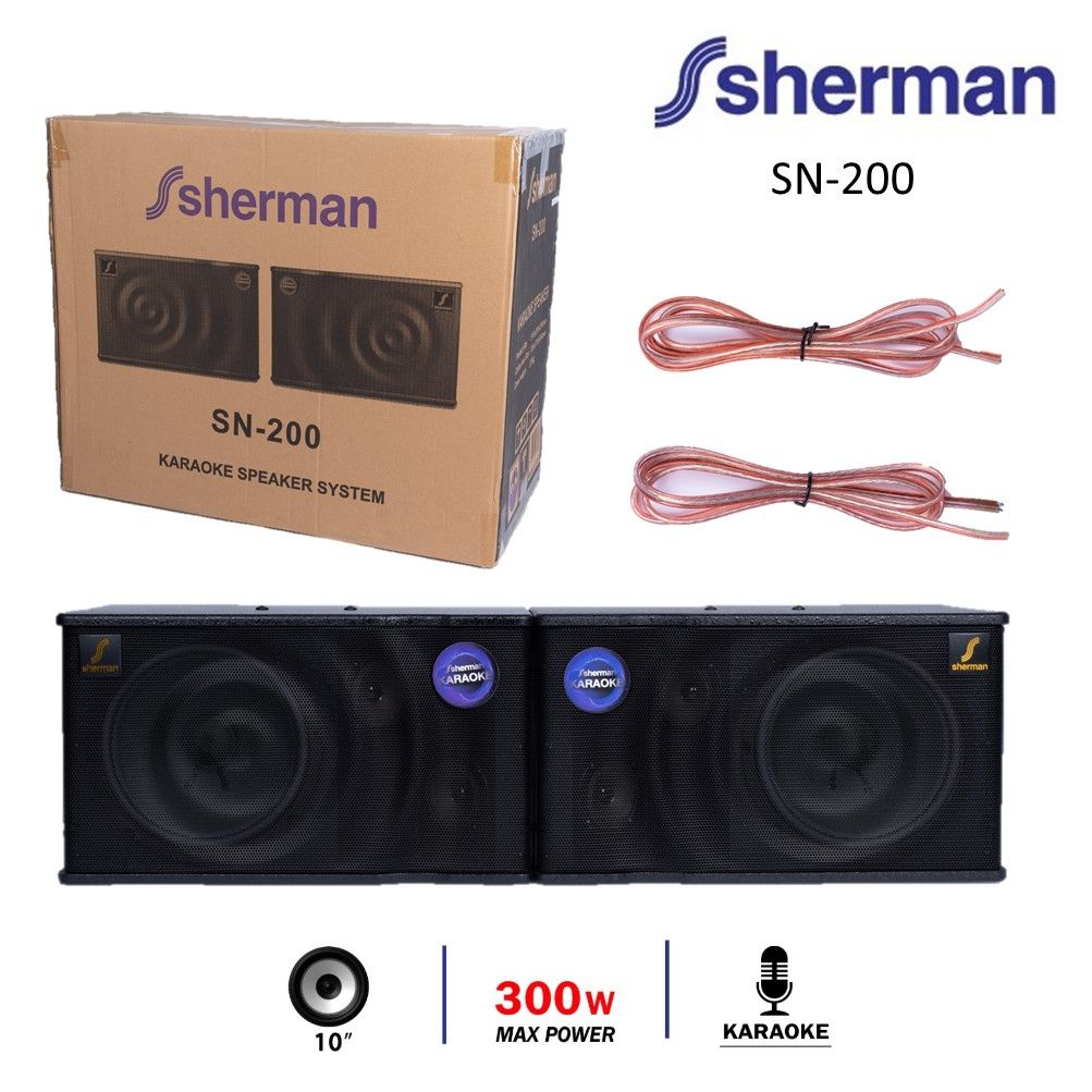 sherman-รุ่น-sn-200-ลำโพงคาราโอเกะ-10-นิ้ว-300-watt-ราคาต่อ-1คู่-2ใบ-สินค้าใหม่แกะกล่อง-ทุกชิ้น-รับรองของแท้100