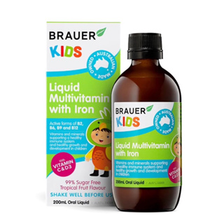 🌟พร้อมส่ง🌟 วิตามินรวมผสมธาตุเหล็กสำหรับเด็ก BRAUER Kids Liquid Multivitamin with Iron