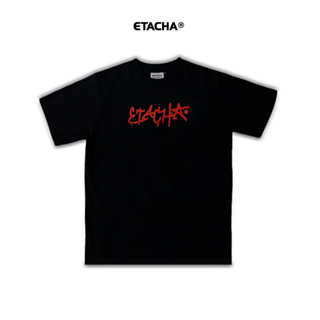 เสื้อ Oversized ETACHA แขนสั้น  สีดำ พิมพ์ลาย  E Star Font Red