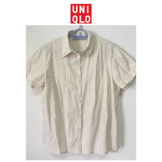 Uniqloเสื้อเชิ้ตแขนสั้นผ้าฝ้ายผสมลินิน