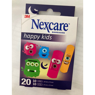 3M Nexcare happy kids 20 ชิ้น พลาสเตอร์เยื่อกระดาษลายมอนสเตอร์ มีแผ่นซับแผลช่วยดูดซับของเหลวและไม่ติดแผล ระบายอากาศได้ดี