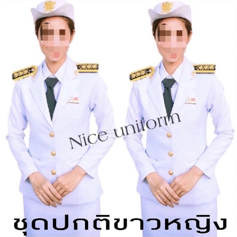 รูปภาพของแถมซองใส่สูท ชุดปกติขาวหญิง (เสื้อสูท+กระโปรง) คุณภาพเกรดพรีเมี่ยมผ้าวาเลนติโน่เกรดA สีขาวโอโม่ ถูกชัวร์ลองเช็คราคา