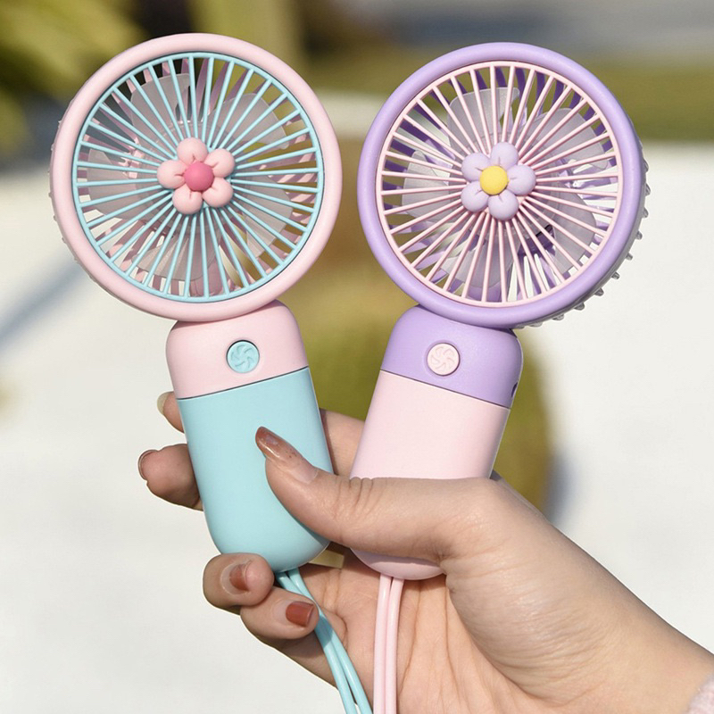 mini-fan-usb-พัดลม-พัดลมมือถือ-พัดลมพกพา-มีสายห้อย-สีน่ารัก-พกพาสะดวก