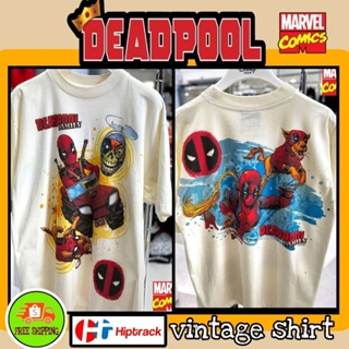 เสื้อMarvel ลาย DeadPool สีขาว ฟอกเฟด ( HP-013)