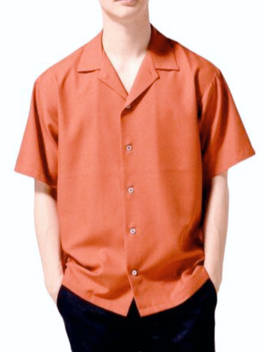 เสื้อเชิ้ตแขนสั้นสีส้ม-unisex-ทรงoversize-ใส่สบายผ้าไม่ร้อน-ไซส์m-4xl