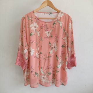 *รหัสส220 เสื้ออก48นิ้ว ผ้าชีฟอง มีสีโอโรส,สีกรมท่า,สีครีม(หมด),สีฟ้า(หมด) แขนแต่งลูกไม้ มีซับใน  เสื้อไซส์ใหญ่