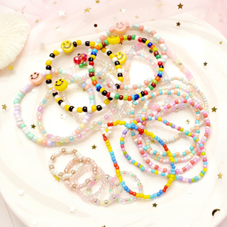 กำไลลูกปัด สร้อยข้อมือ น่ารัก 🌼 แต่ง Smiley หน้ายิ้ม และหัวใจ พร้อมส่งจากไทย ✩ MyHouse Bead | K2