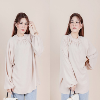 รุ่น 080-1  BLOUSE เสื้อแขนบอลลูนซิปหลัง ฟรีไซส์ ถึงอก 50 นิ้ว