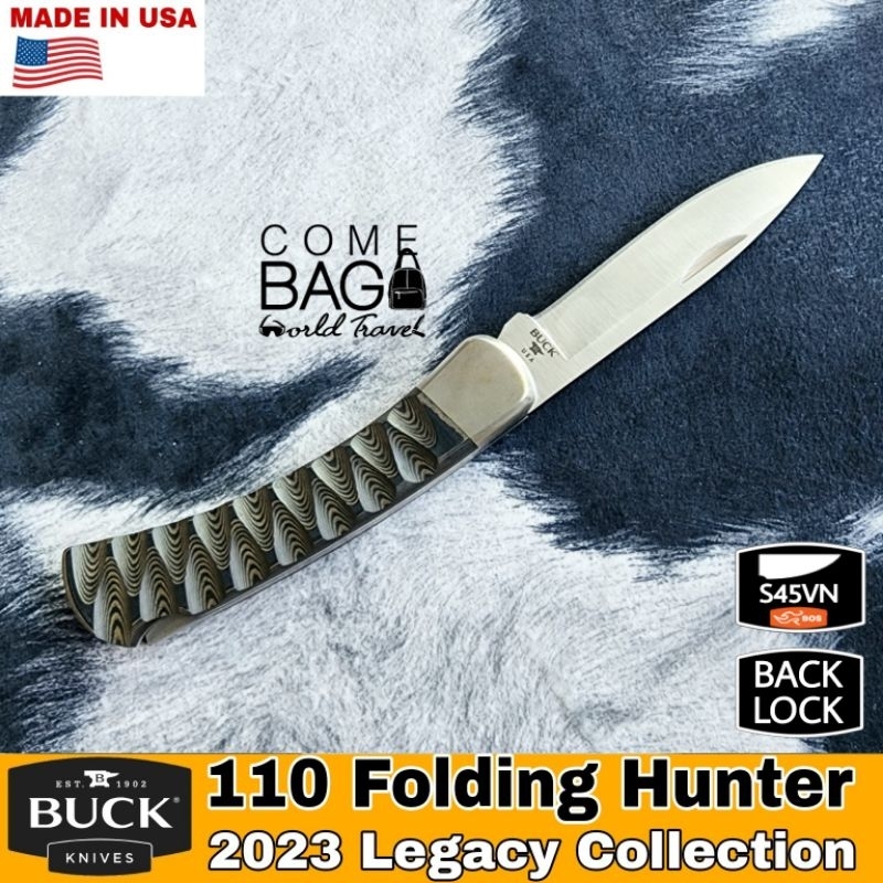 มีดbuck110-folding-hunter-black-brown-richlite-2023-legacy-collection-รุ่นlimited-ใบมีด-s45vn-ของแท้-ผลิตอเมริกา