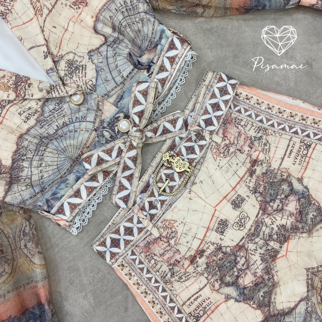 pisamaiเซ็ตเสื้อแขนยาวลายกราฟฟิกสีน้ำใส่ฟินนาเล่-รบกวนเช็คสต๊อกก่อนกดสั่งซื้อ